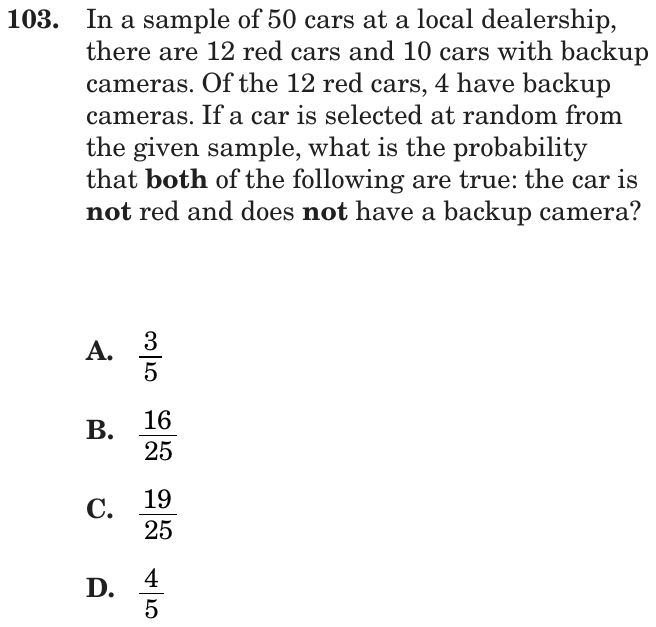 Question 103 as printed on page 162 of the DOE handbook.