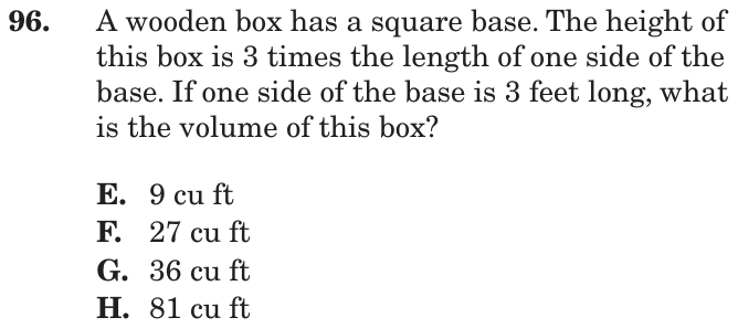 Question 96 as printed on page 160 of the DOE handbook.