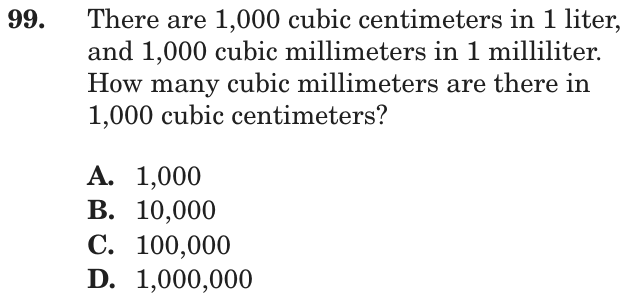 Question 99 as printed on page 160 of the DOE handbook.