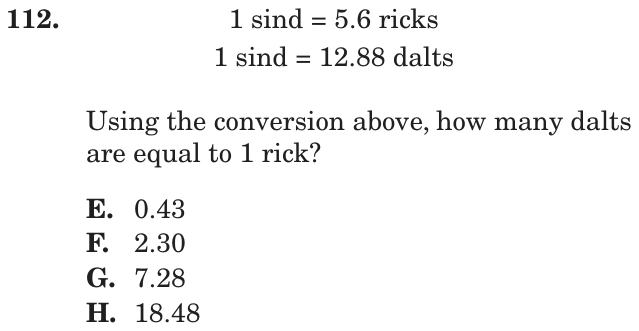 Question 112 as printed on page 164 of the DOE handbook.