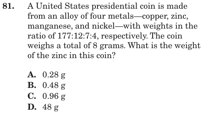 Question 81 as printed on page 157 of the DOE handbook.