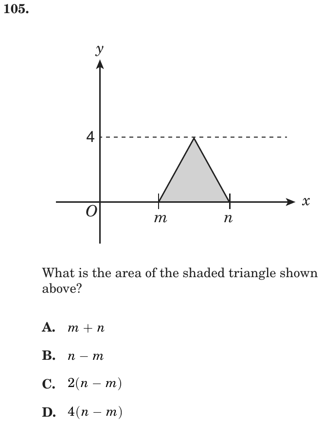 Question 105 as printed on page 162 of the DOE handbook.