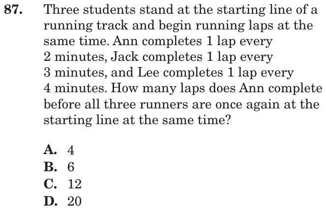 Question 87 as printed on page 158 of the DOE handbook.