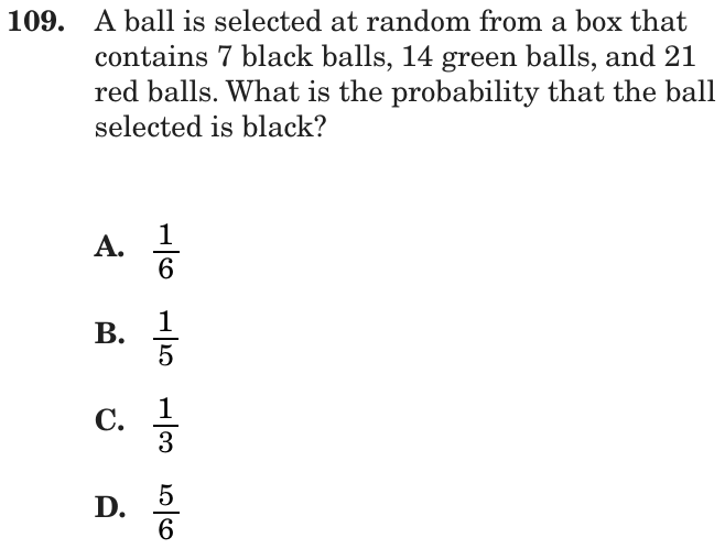 Question 109 as printed on page 163 of the DOE handbook.
