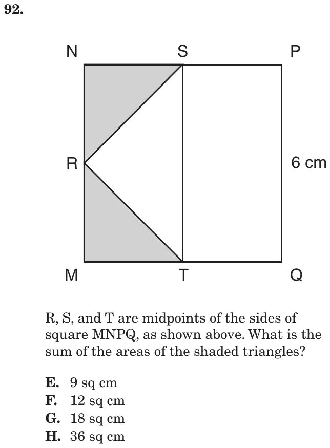 Question 92 as printed on page 159 of the DOE handbook.