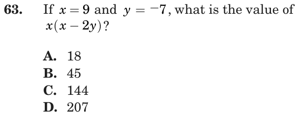 Question 63 as printed on page 154 of the DOE handbook.