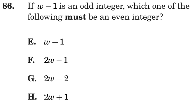 Question 86 as printed on page 158 of the DOE handbook.