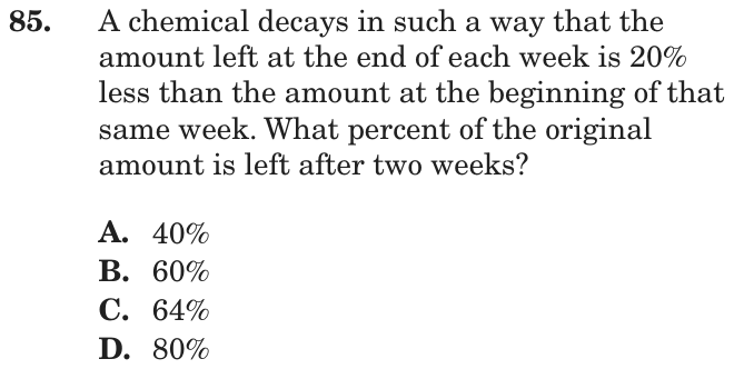 Question 85 as printed on page 158 of the DOE handbook.