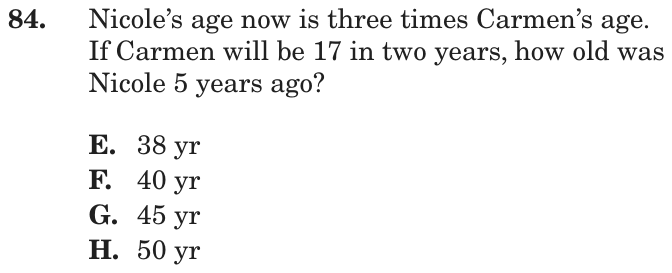 Question 84 as printed on page 158 of the DOE handbook.