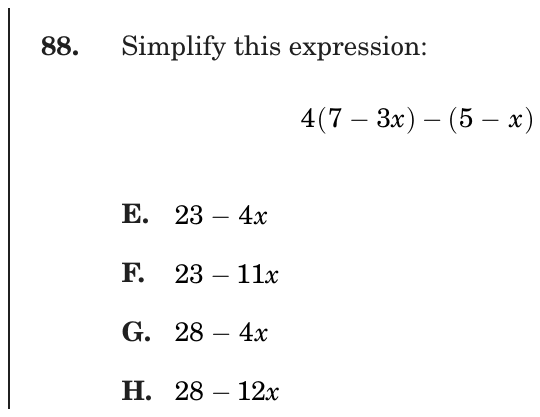 Question 88 as printed on page 158 of the DOE handbook.
