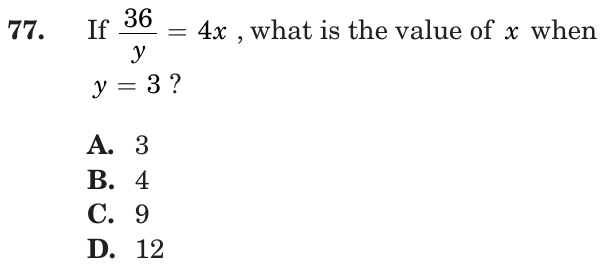 Question 77 as printed on page 157 of the DOE handbook.