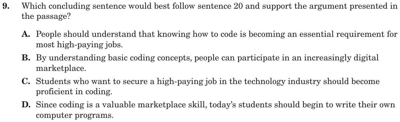 Question 9 as printed on page 66 of the DOE handbook.