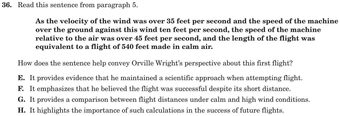 Question 36 as printed on page 82 of the DOE handbook.