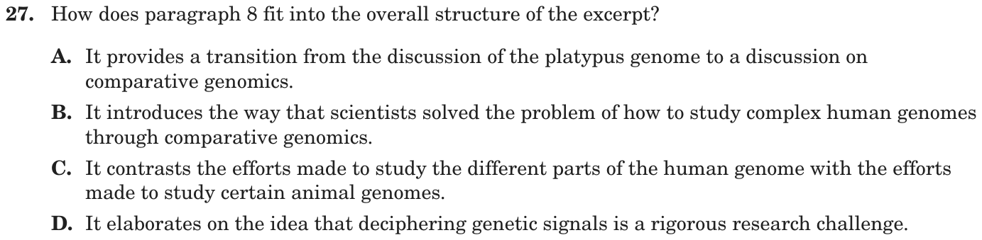 Question 27 as printed on page 78 of the DOE handbook.