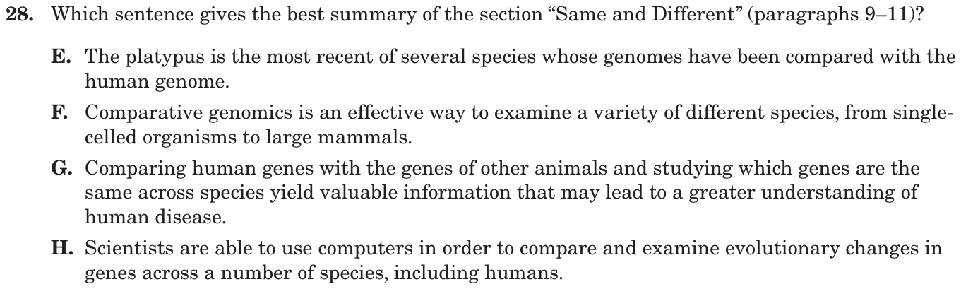 Question 28 as printed on page 78 of the DOE handbook.