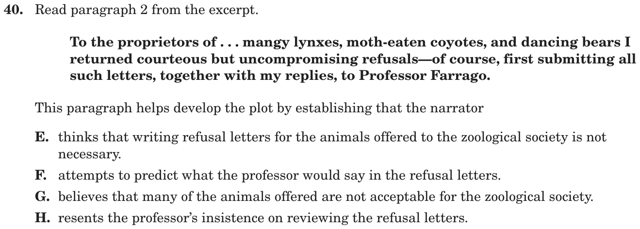 Question 40 as printed on page 86 of the DOE handbook.