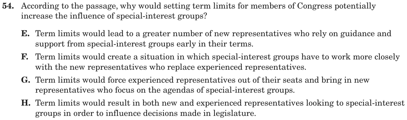 Question 54 as printed on page 93 of the DOE handbook.