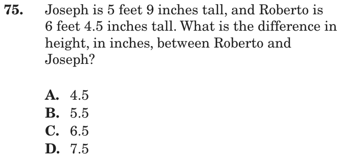 Question 75 as printed on page 100 of the DOE handbook.
