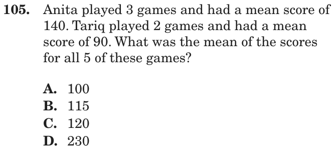 Question 105 as printed on page 105 of the DOE handbook.