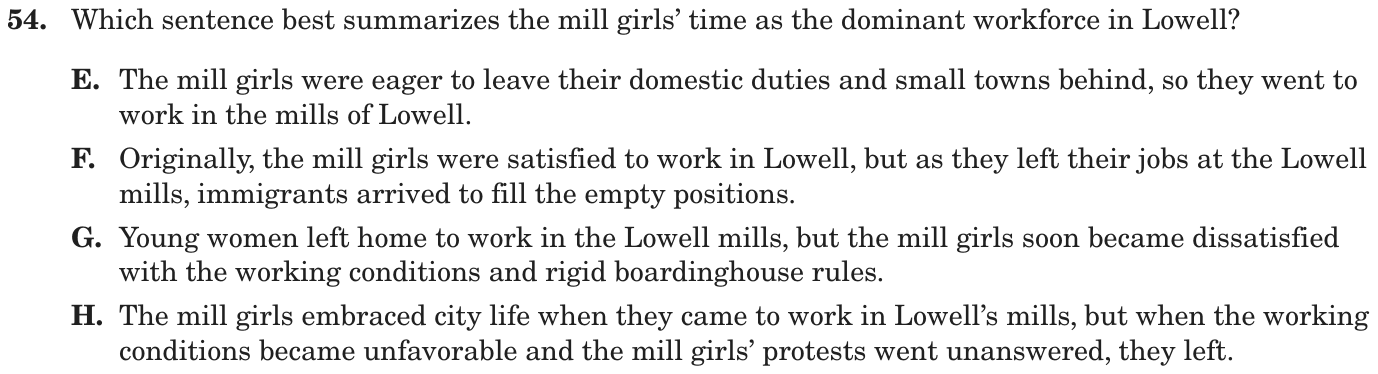 Question 54 as printed on page 174 of the DOE handbook.