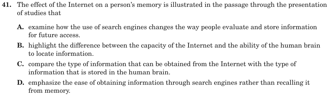 Question 41 as printed on page 167 of the DOE handbook.