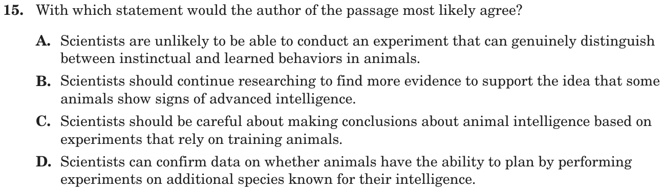 Question 15 as printed on page 152 of the DOE handbook.