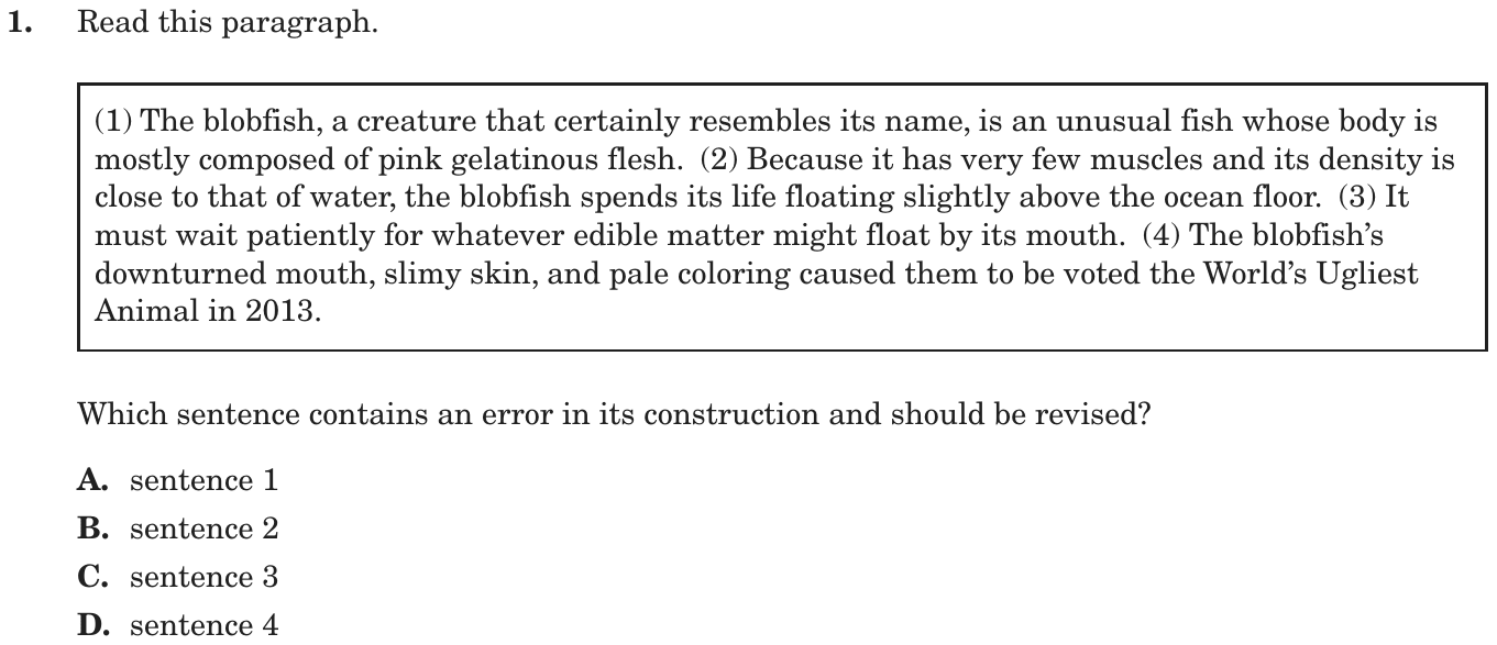 Question 1 as printed on page 144 of the DOE handbook.