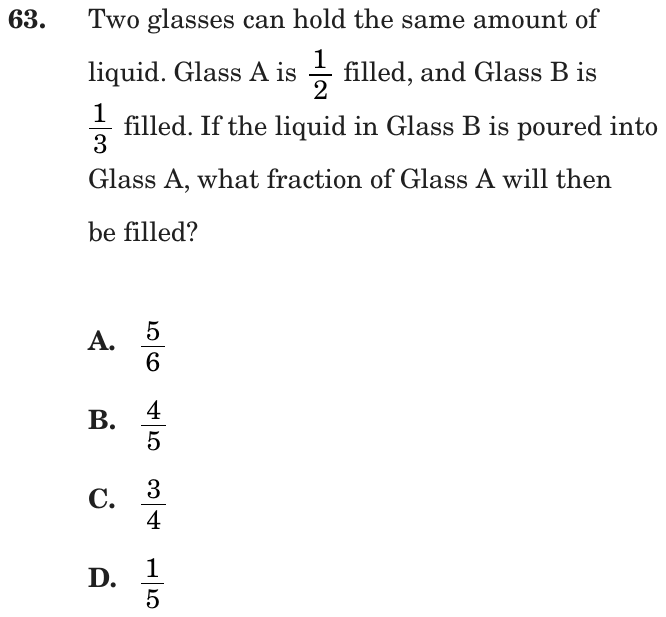 Question 63 as printed on page 178 of the DOE handbook.