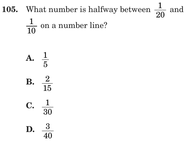 Question 105 as printed on page 184 of the DOE handbook.