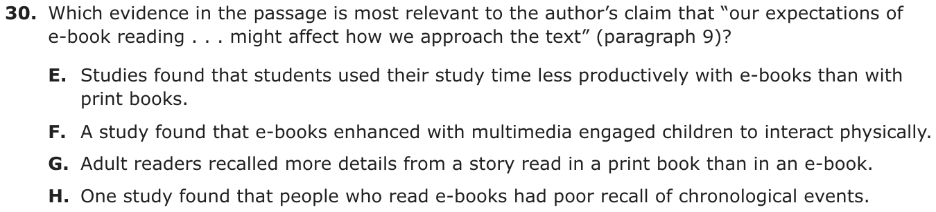Question 30 as printed on page 67 of the DOE handbook.