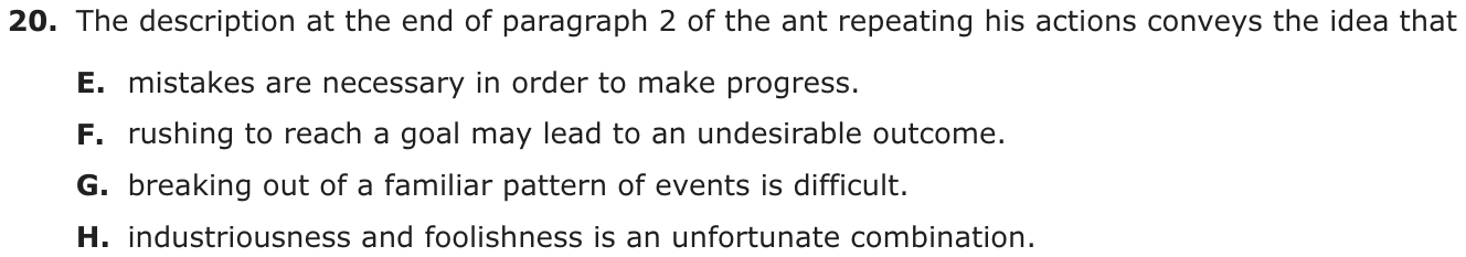 Question 20 as printed on page 164 of the DOE handbook.