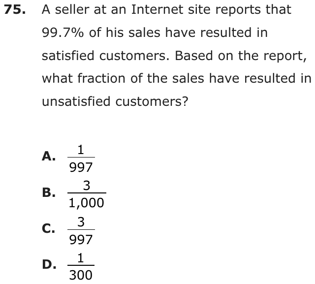 Question 75 as printed on page 192 of the DOE handbook.