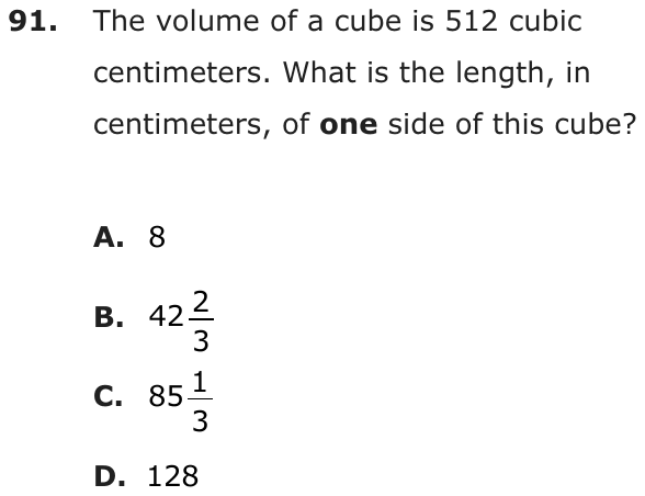 Question 91 as printed on page 196 of the DOE handbook.