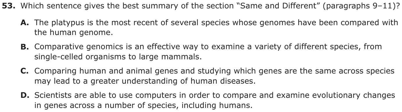 Question 53 as printed on page 69 of the DOE handbook.