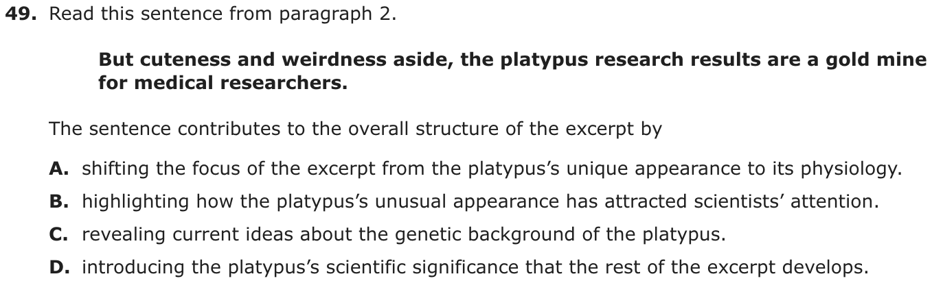 Question 49 as printed on page 68 of the DOE handbook.