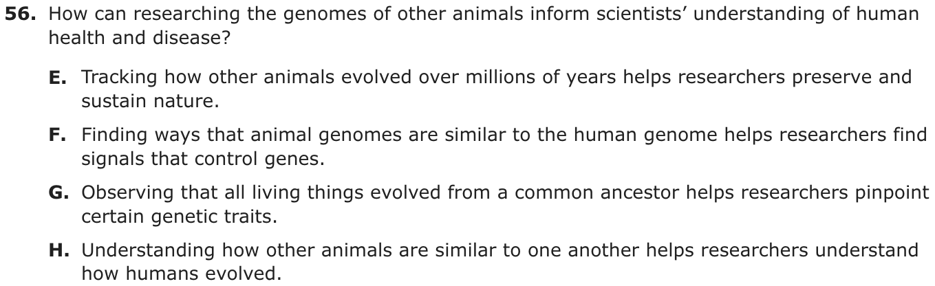 Question 56 as printed on page 70 of the DOE handbook.
