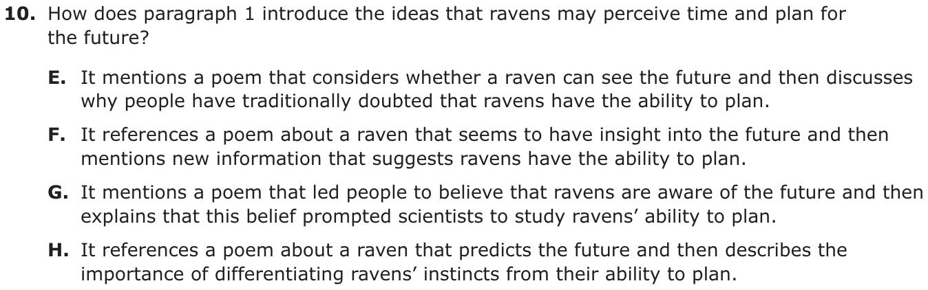 Question 10 as printed on page 43 of the DOE handbook.