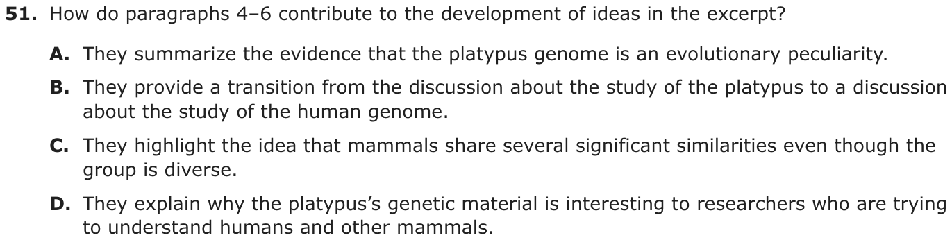 Question 51 as printed on page 68 of the DOE handbook.