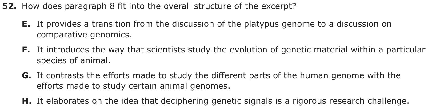 Question 52 as printed on page 68 of the DOE handbook.