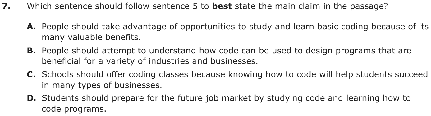 Question 7 as printed on page 41 of the DOE handbook.