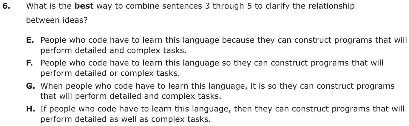 Question 6 as printed on page 41 of the DOE handbook.