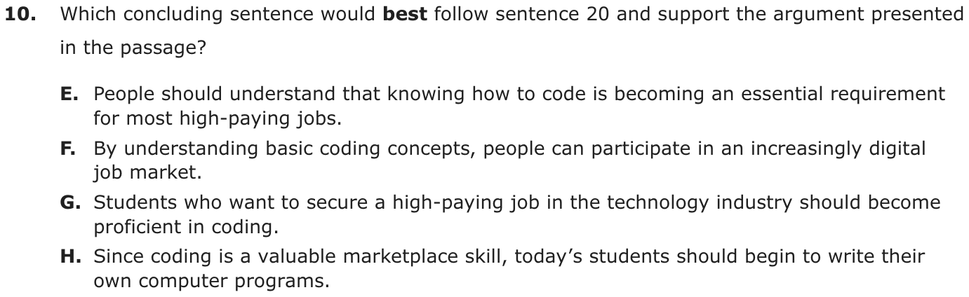 Question 10 as printed on page 42 of the DOE handbook.