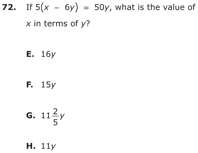 Question 72 as printed on page 83 of the DOE handbook.