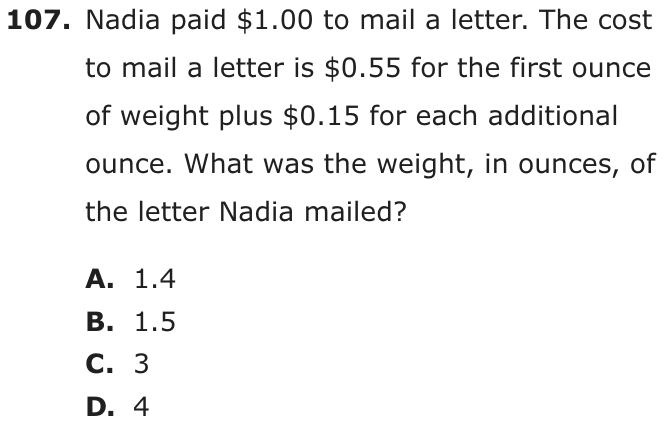 Question 107 as printed on page 95 of the DOE handbook.