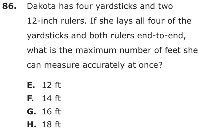 Question 86 as printed on page 86 of the DOE handbook.