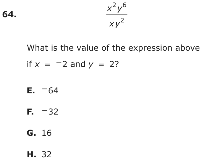 Question 64 as printed on page 81 of the DOE handbook.