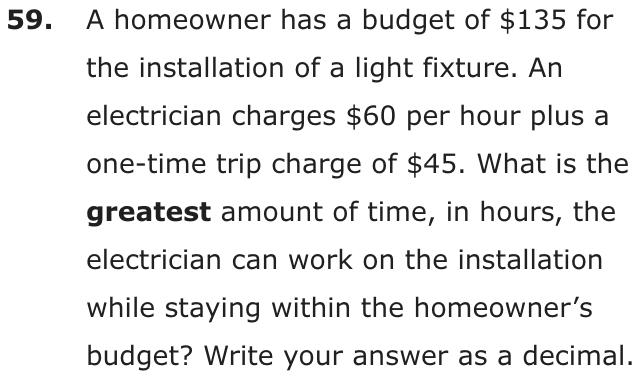 Question 59 as printed on page 79 of the DOE handbook.