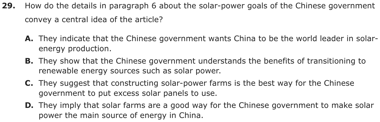 Question 29 as printed on page 176 of the DOE handbook.
