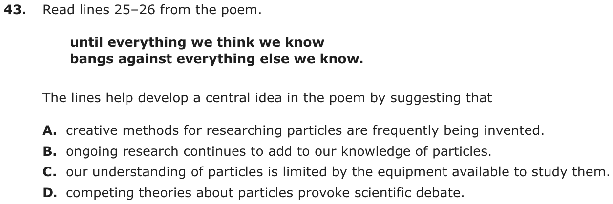 Question 43 as printed on page 186 of the DOE handbook.