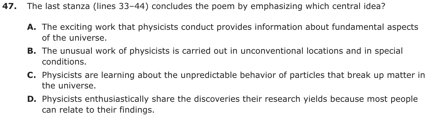 Question 47 as printed on page 188 of the DOE handbook.